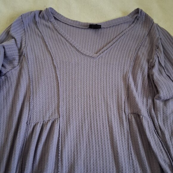 Torrid Women's Size 3X Purple Waffle V-Neck Long Sleeve Sharkbite Tunic Top - Picture 6 of 14